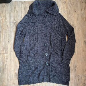 Croft and Barrow Cardigan Women's L Blue and Black Knit Vintage